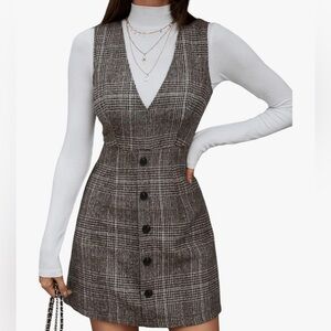 Plaid Sleeveless Dress (White Long Sleeve Top not included)